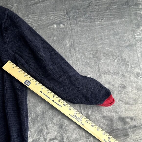 VTG Christopher & Banks Sweater American Flag Snowman Patriotic Blue Large - Picture 4 of 7